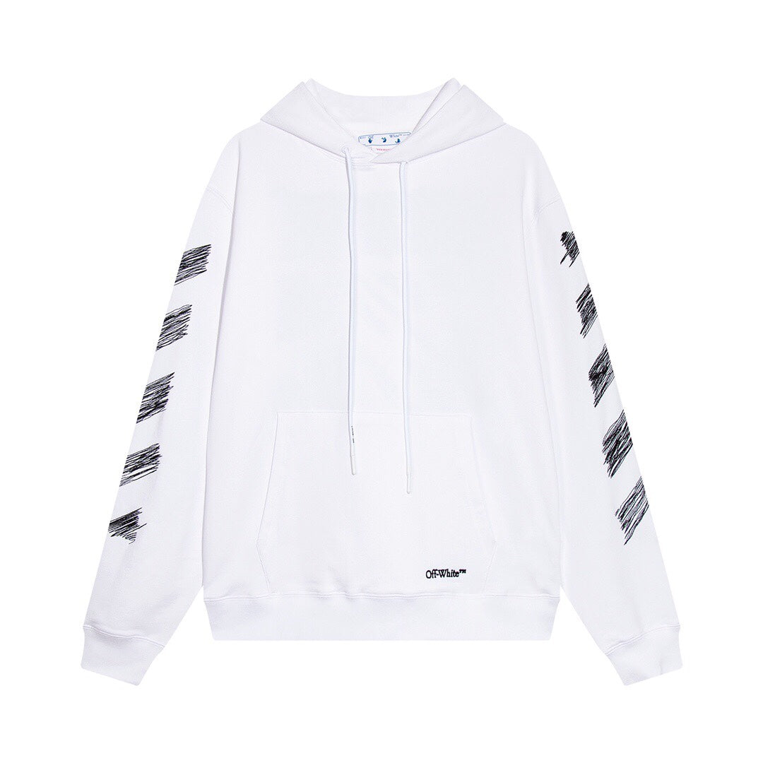 OFF WHITE ZEBRA CROSSING HOODIE WHITE