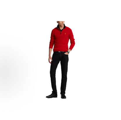 Ralph Lauren Small Spur Embroidered Logo Pattern Wool Blend Plaid Knitted Half-Buttoned Long-Sleeved Pullover Hoodie Sweater Standard Fit Men's Style