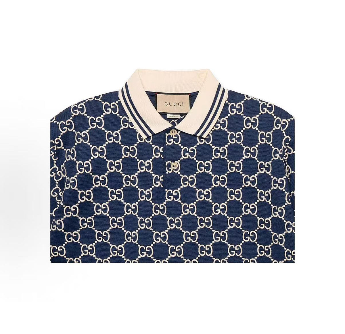 GUCCI Lido Printed Design Short-Sleeved Polo Shirt for Men - Blue