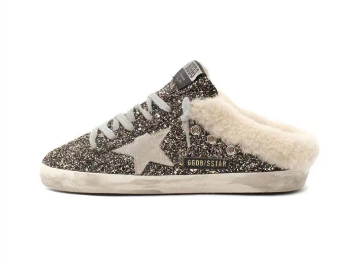 GOLDEN GOOSE Super-Star sabot أسود ذهبي