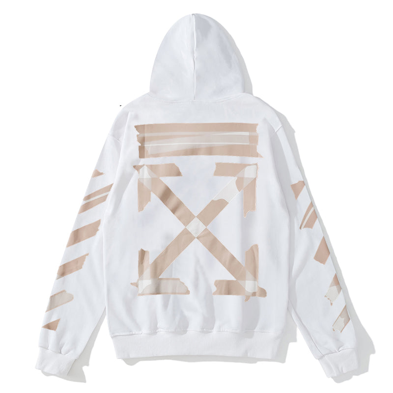 Off-White arrow zebra crossing print hooded sweater white/beige