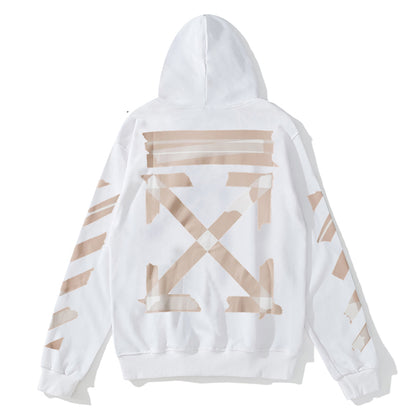 Off-White arrow zebra crossing print hooded sweater white/beige