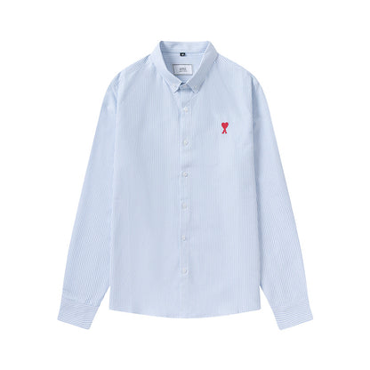 AMI Long Sleeve Logo Shirt Light Blue