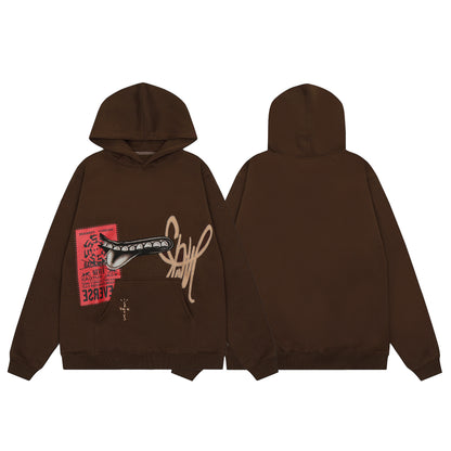 Travis Scott Mouth Print Hoodie Brown