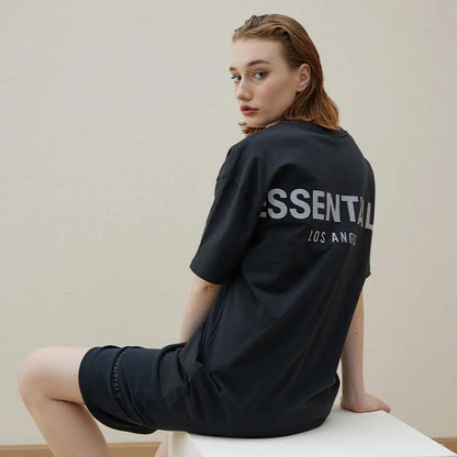 FOG Fear of God Reunion Line Los Angeles reflective short -sleeved ESSENTIALS loose T -shirt Black