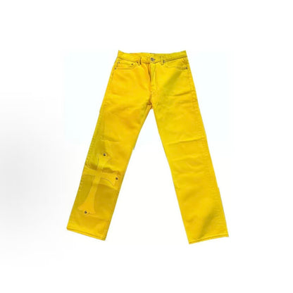 Chrome Hearts SS23 Solid Color Logo Patch Button Jeans Women's Yellow