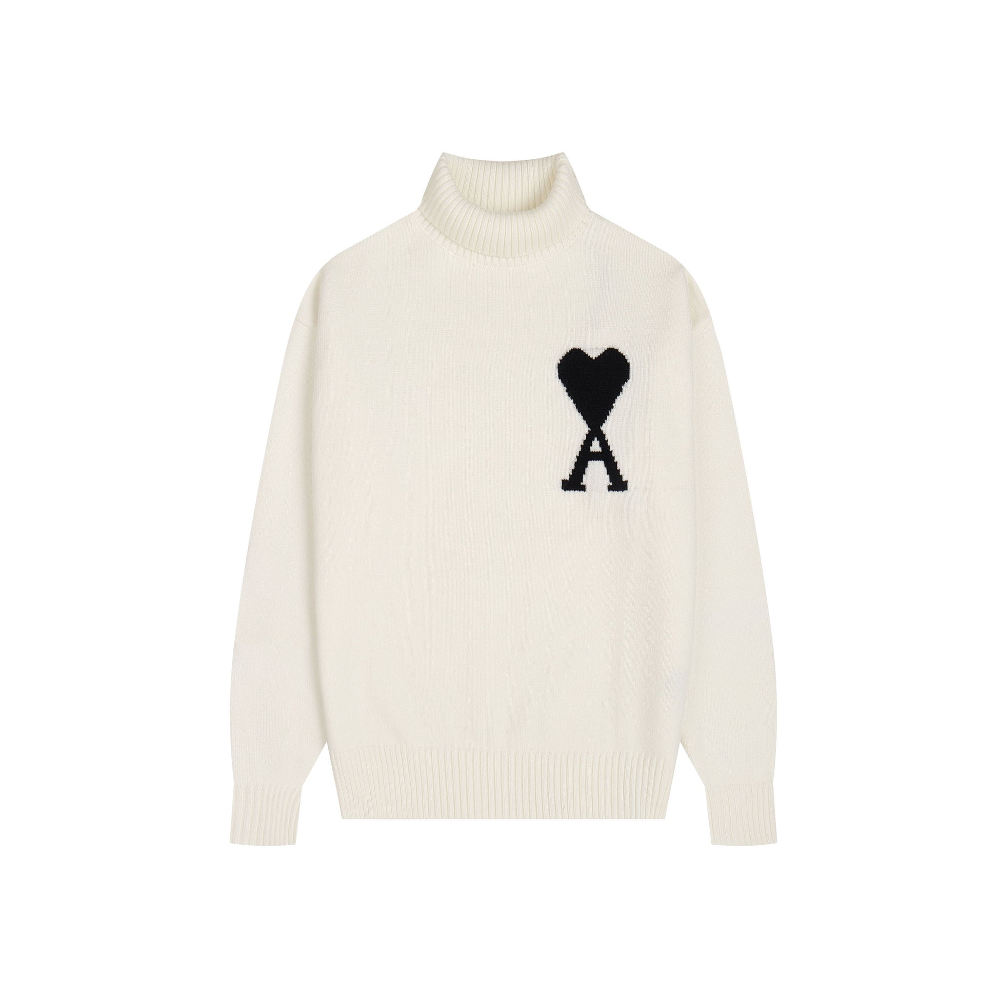 AMI Big Logo Turtleneck Sweater Cream