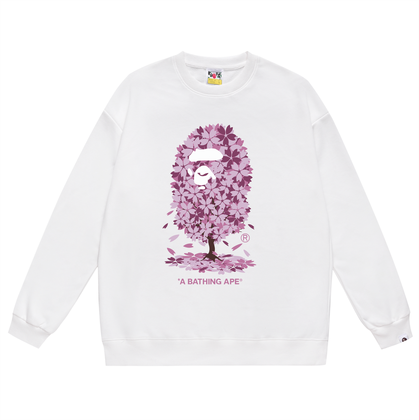 A Bathing Ape Purple Cherry Tree Logo Print Hoodie White