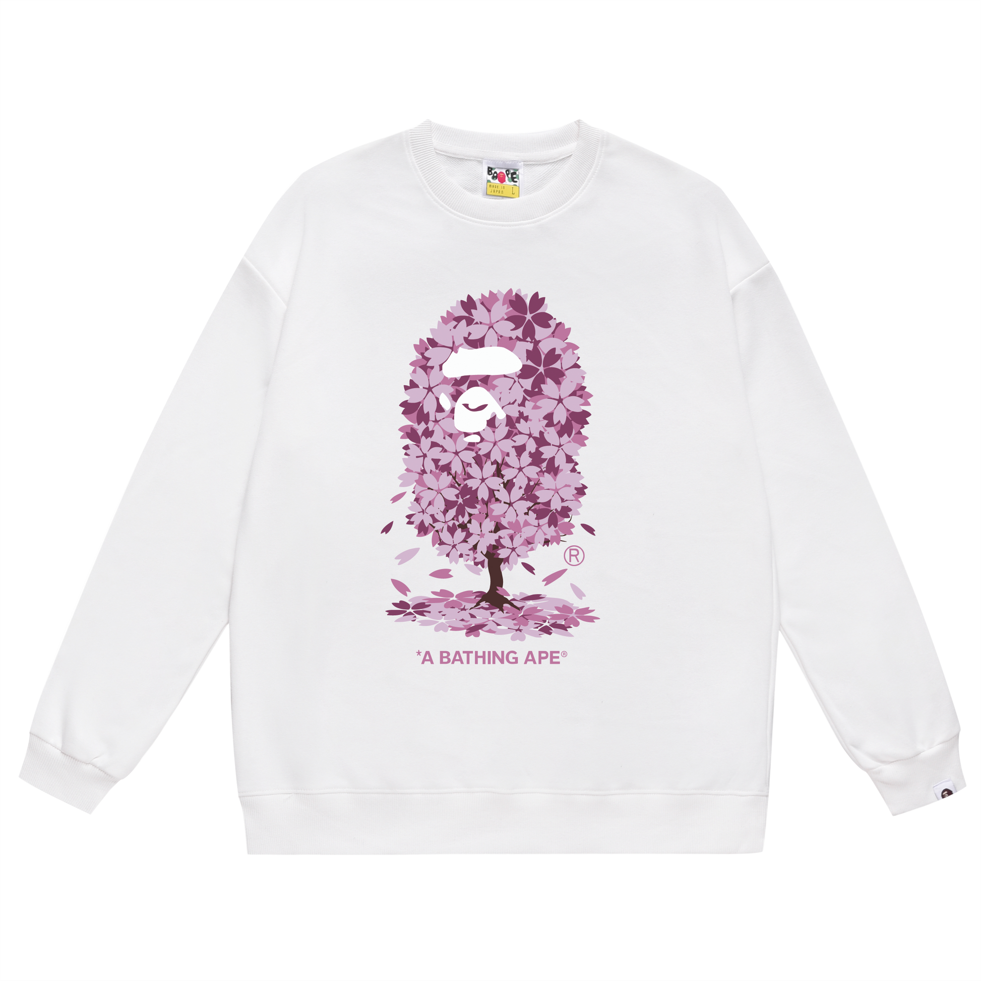 A Bathing Ape Purple Cherry Tree Logo Print Hoodie White