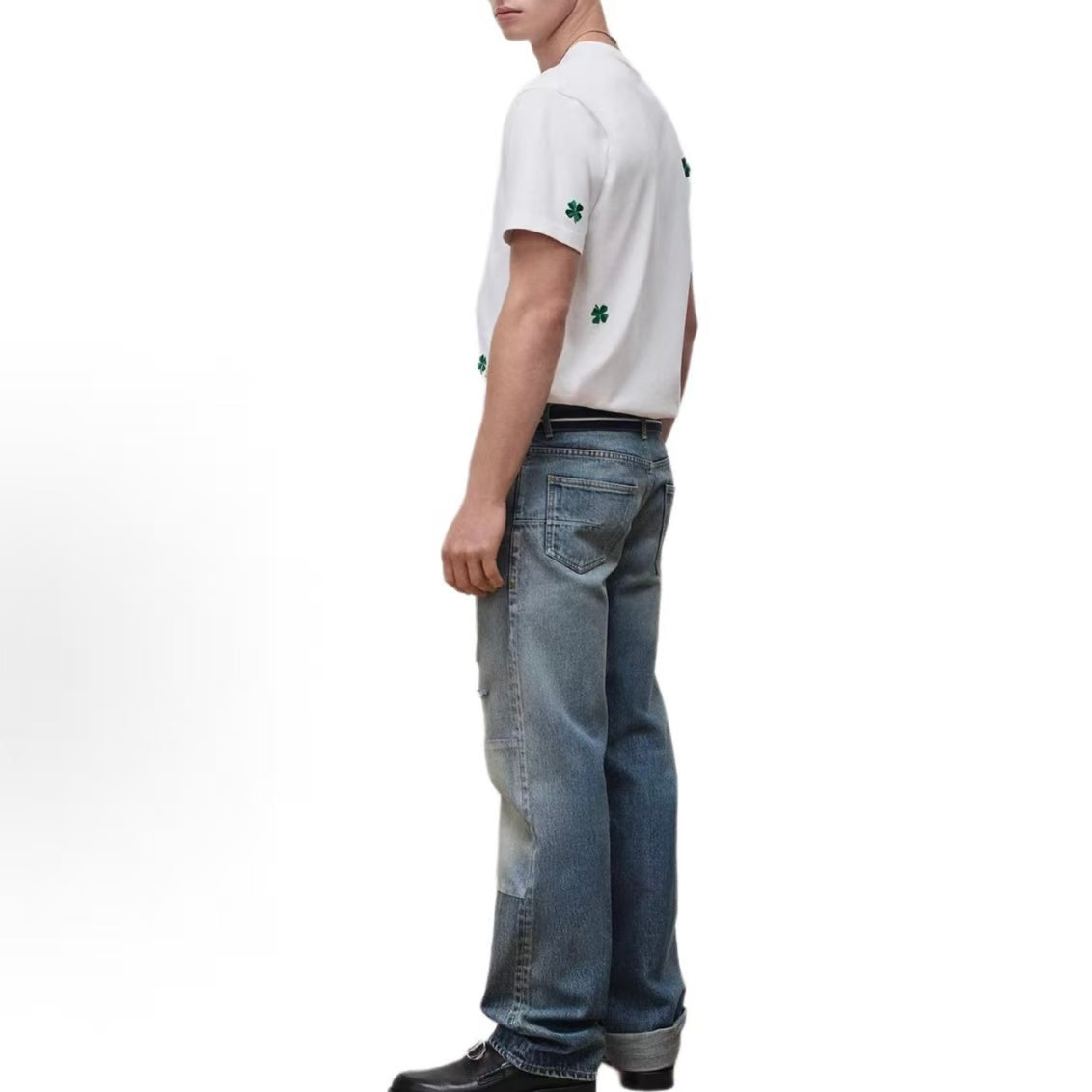 DIOR (Dior) SS26 Summer Collection - Cotton Loose Ribbed Round-neck T-shirt with Four-Leaf Clover Embroidery Pattern for Men