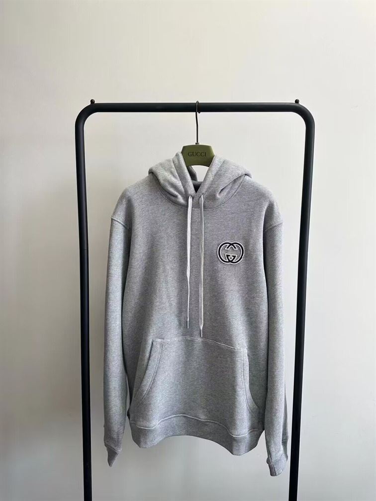 GUCCI COTTON JERSEY HOODED SWEATSHIRT GRAY – GCK029