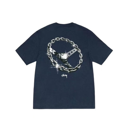 STUSSY STEERING WHEEL TEE NAVY