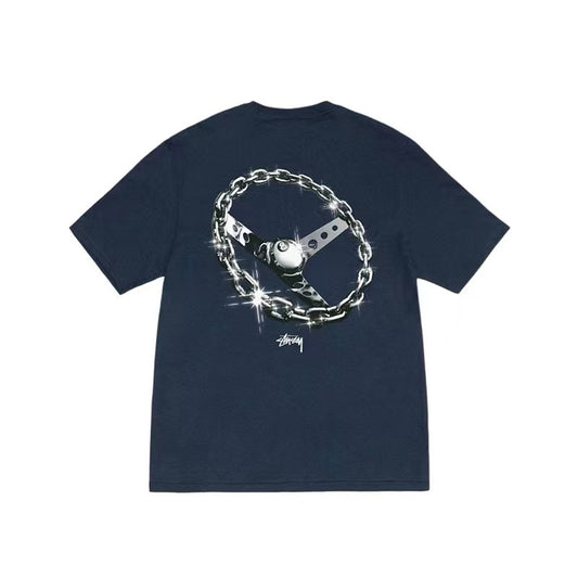 STUSSY STEERING WHEEL TEE NAVY