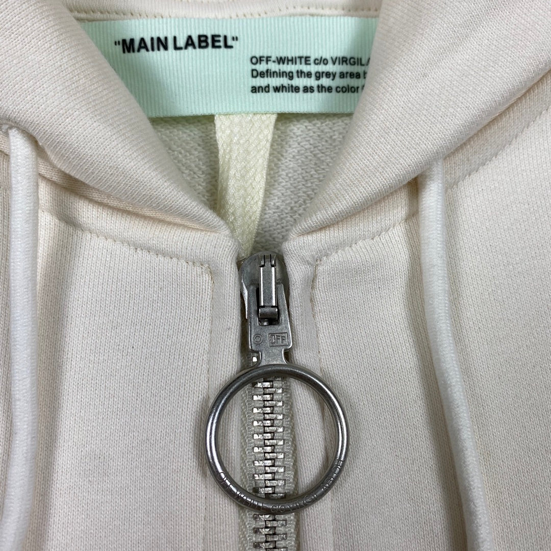 Off-White oil painting arrow zipper hooded cardigan sweatshirt beige