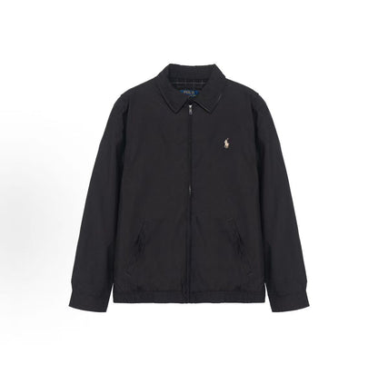 Ralph Lauren Solid Color Buttoned Zip-Up Jacket Coat - Classic Style - Men's - Black