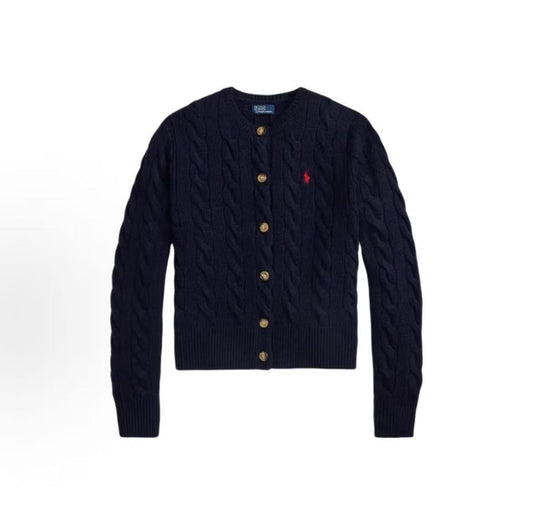 Ralph Lauren FW25 Striped Knitted Cable-knit Buttoned Long-Sleeved Sweater - Slim Fit Women's Style