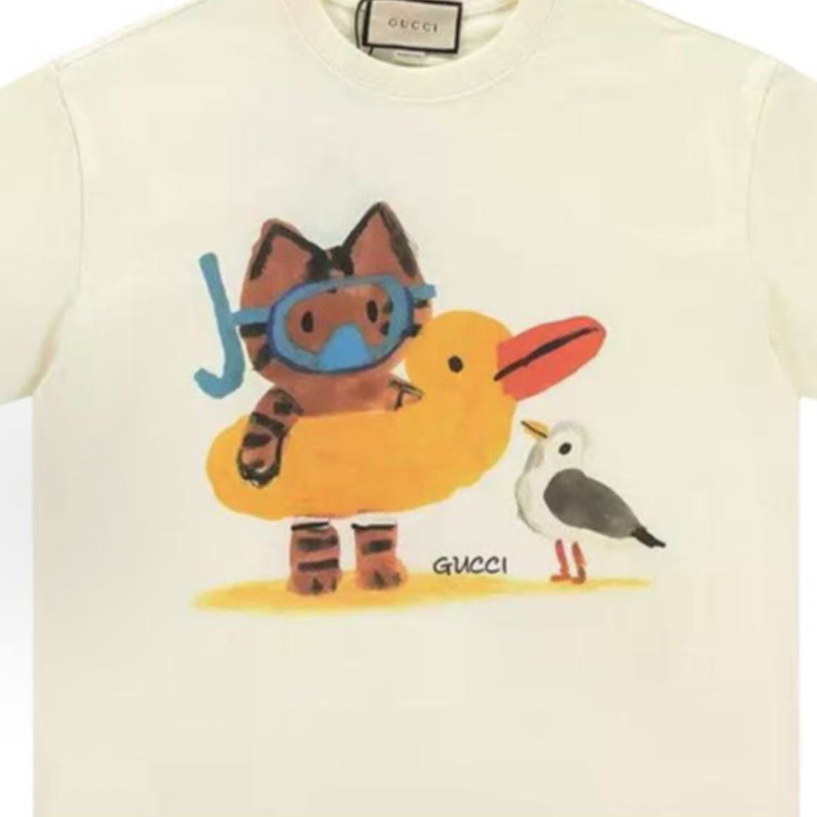 GUCCI Gucci Summer Cute Summer Short-Sleeved Round-Neck T-Shirt - Unisex style