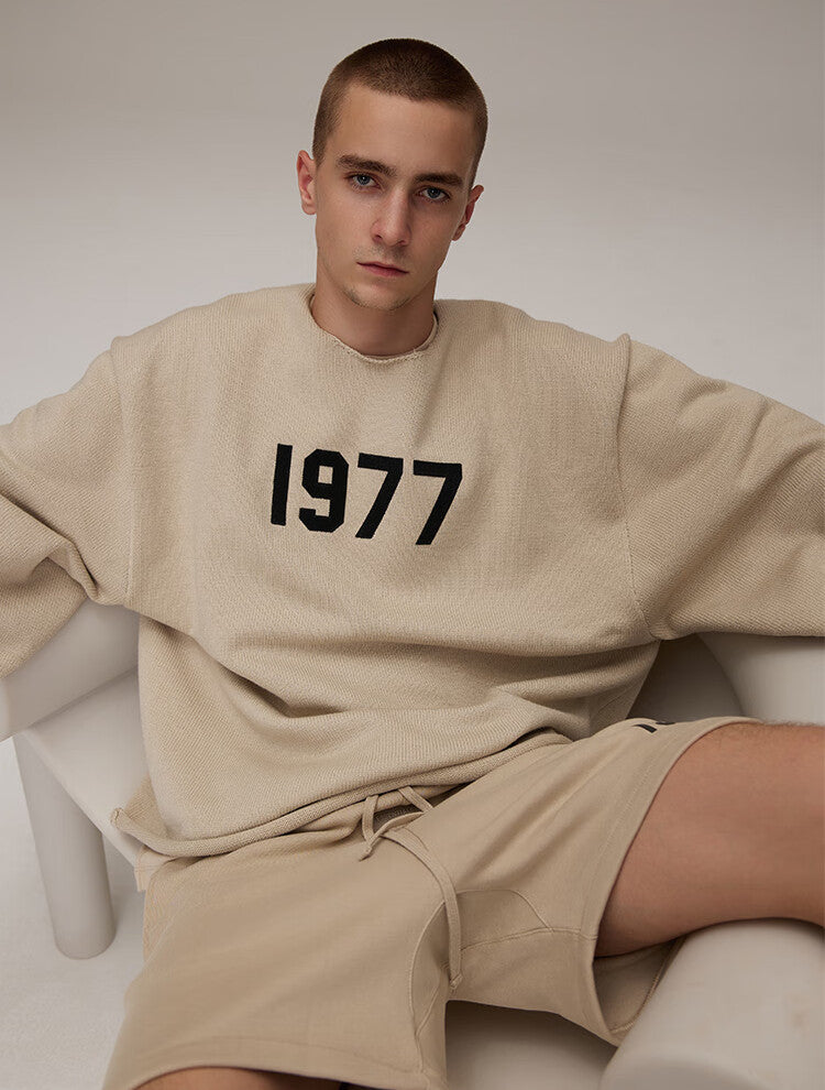 FOG FEAR OF GOD ESSENTIALS 22 1977 flocked crew neck sweater