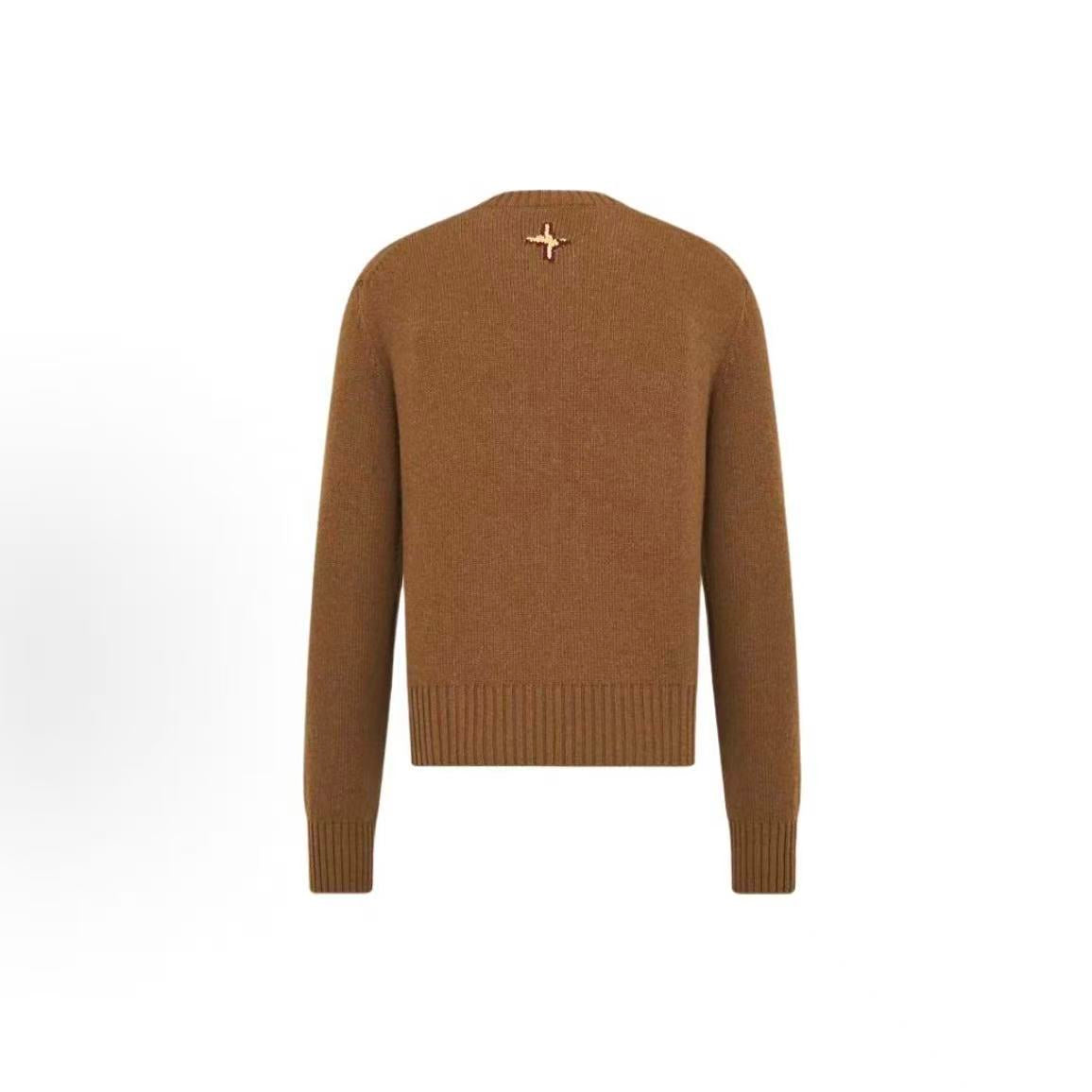DIOR DIOR AND LEWIS HAMILTON Limited Collection Logo Letter Embroidery Round-neck Long-sleeved Sweater for Men Brown