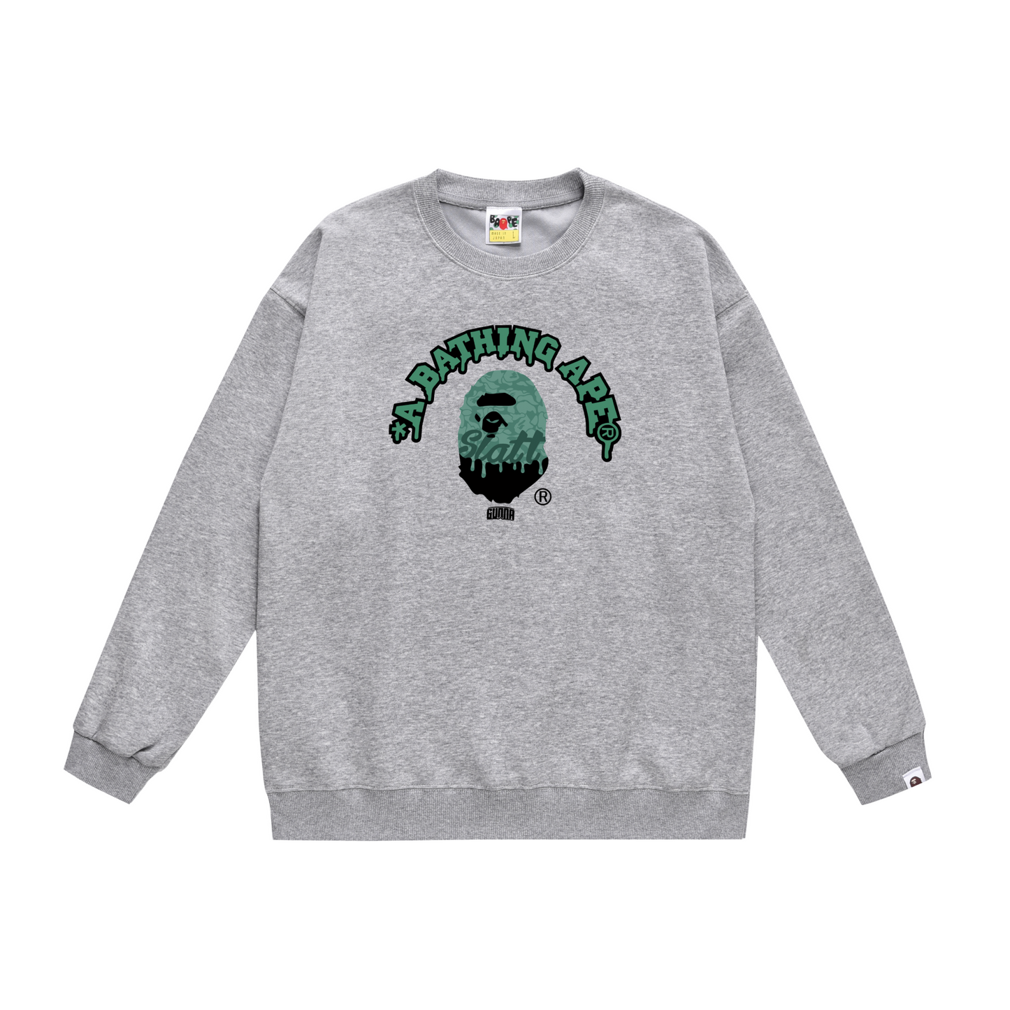 A Bathing Ape Logo Print Hoodie Grey