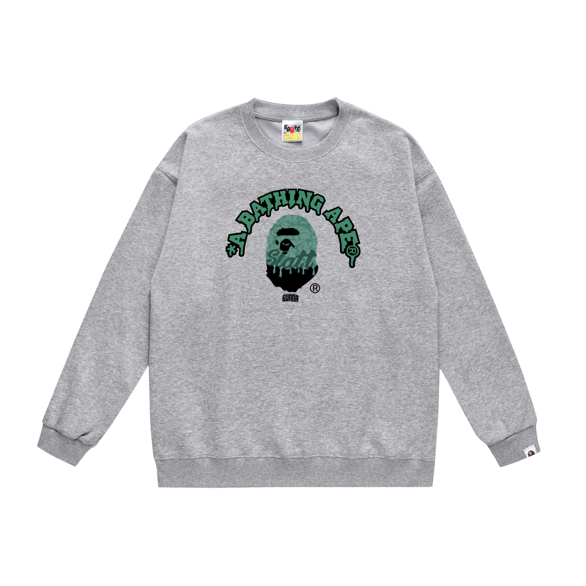 A Bathing Ape Logo Print Hoodie Grey