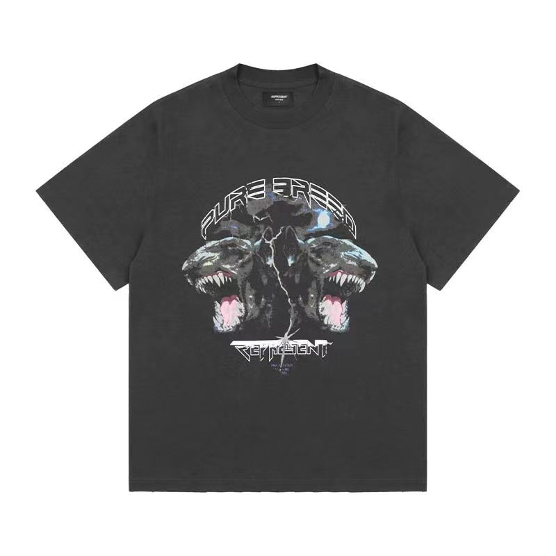 REPRESENT TWO-HEADED HOUND PRINT TEE BLACK