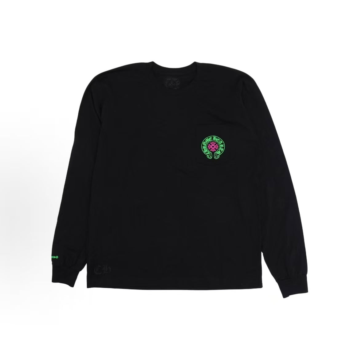 Chrome Hearts Horse Shoe Embroidered Front Pocket Long-Sleeved T-Shirt for Men