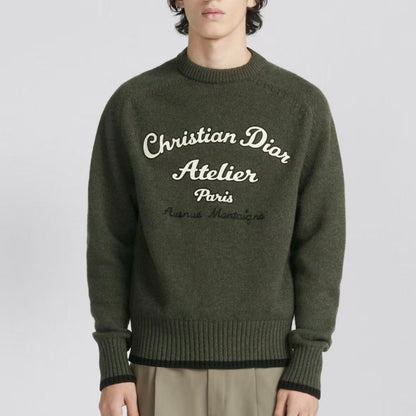 DIOR (Dior) - FallWinter 2022 - Letter Logo Embroidered Wool Long-Sleeve Sweater for Men - Black