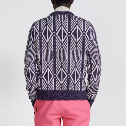 DIOR (Dior) SS22 Rectangle Stripe Round-neck Pullover Long-sleeved Sweater for Men in Purple