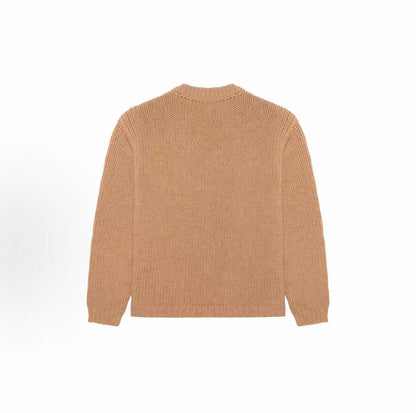 GUCCI Gucci Letter Embroidery Round-neck Long-sleeved Knit Shirt for Men Brown
