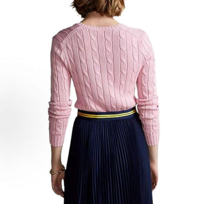 Ralph Lauren SS23 V-neck Long Sleeve Plaid Knit Shirt - Standard Fit - Women's Style