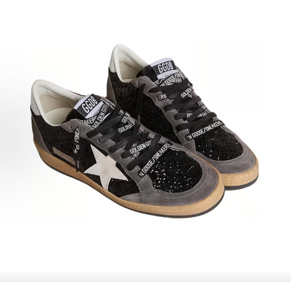 Golden Goose Ball Star Women's Black Low-Top Sneakers – Goat Leather, Round Toe, Lace-Up, Star Motif