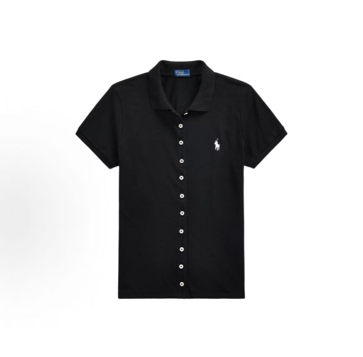 Ralph Lauren Solid-color Single-breasted Embroidered Polo Shirt - Slim Fit - Women's Style