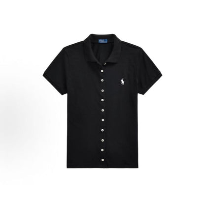 Ralph Lauren Solid-color Single-breasted Embroidered Polo Shirt - Slim Fit - Women's Style