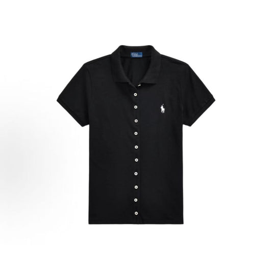 Ralph Lauren Solid-color Single-breasted Embroidered Polo Shirt - Slim Fit - Women's Style