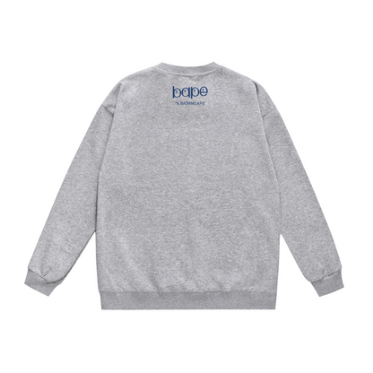 A Bathing Ape Blue letter B Print Hoodie Grey