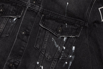 Off-White Diagonal Outline Paint Slim Fit Denim Jacket