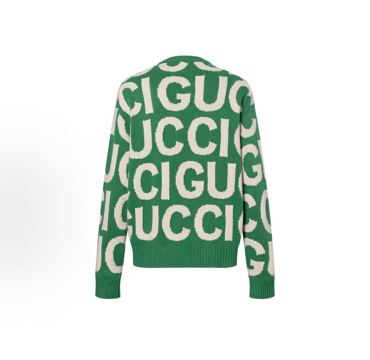 GUCCI Gucci 2024 Spring Collection Lettered Jacquard Round-neck Pullover Long-sleeve Sweater for Men Green