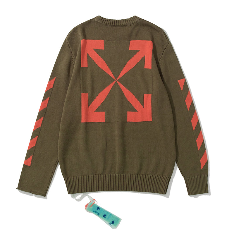 Off-White square arrow autumn and winter sweater army green