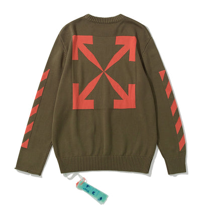 Off-White square arrow autumn and winter sweater army green