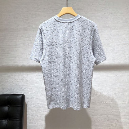 DIOR OBLIQUE T-SHIRT RELAXED FIT BLUE TERRY COTTON JACQUARD – DOT017