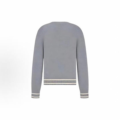 DIOR DIOR BY ERL SS23 Letter Logo Printed Round-neck Pullover Long-sleeved Knit Shirt for Men in Gray