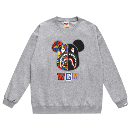 A Bathing Ape Bear Print Hoodie Grey