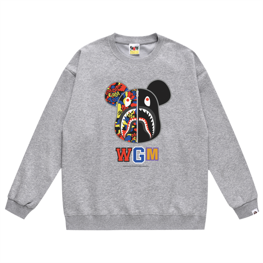 A Bathing Ape Bear Print Hoodie Grey