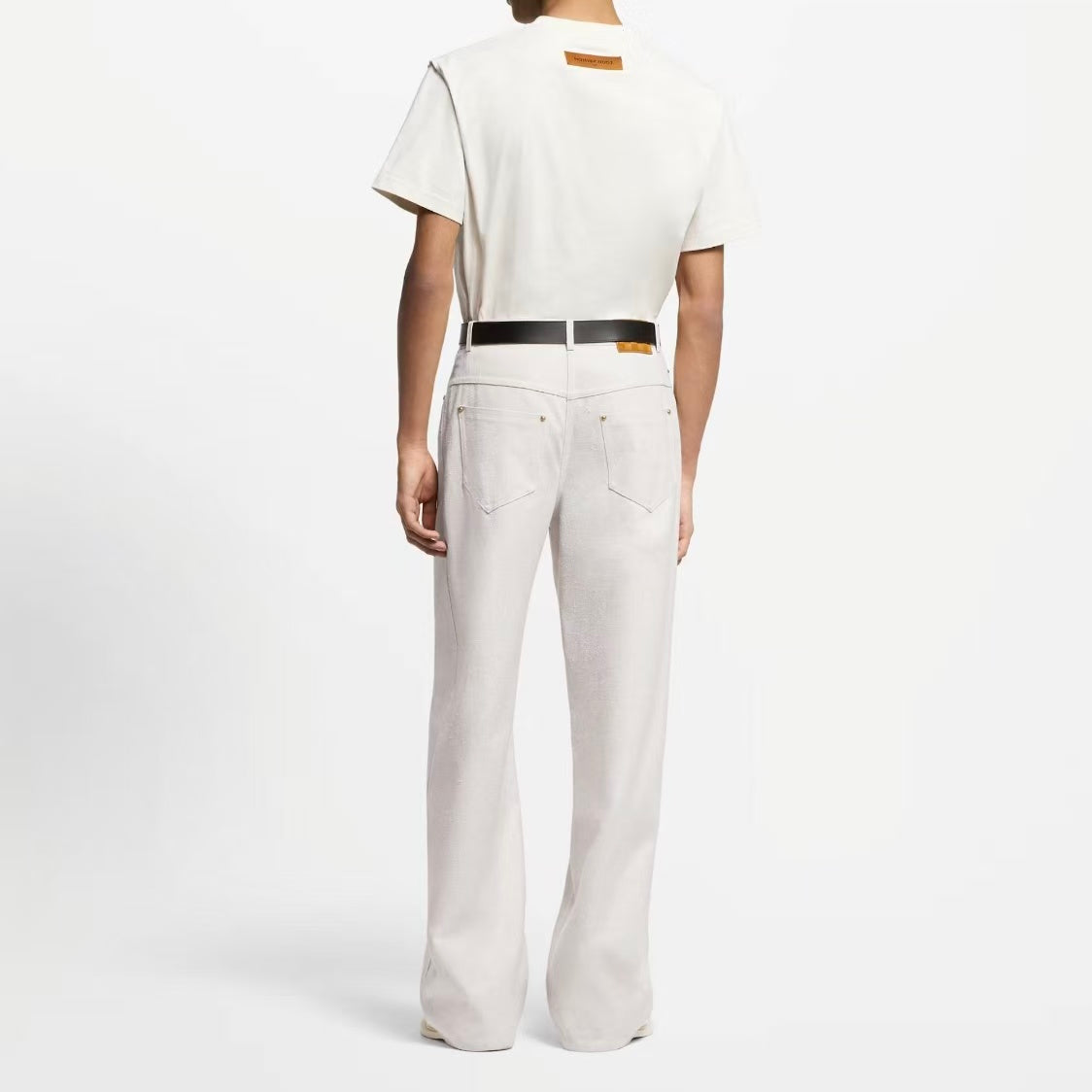 LOUIS VUITTON SS25 Men's Spring Summer Collection Logo Embroidered Round-neck Short-sleeved T-Shirt for Men Ivory White