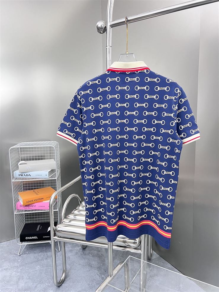 GUCCI HORSEBIT PRINT COTTON POLO SHIRT – GGS046
