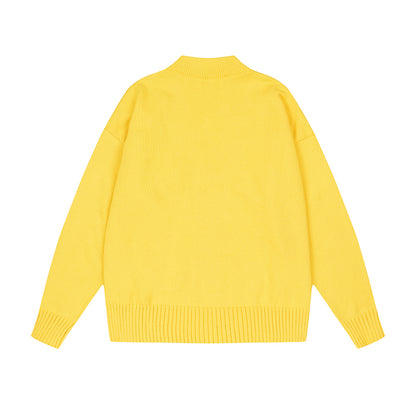 AMI Logo Cardigan Sweater Yellow