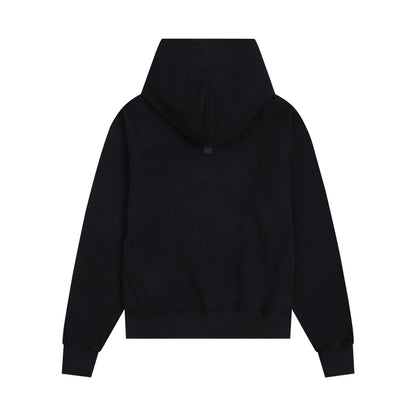 AMI Classic Zipper Logo Hooded Sweater Black