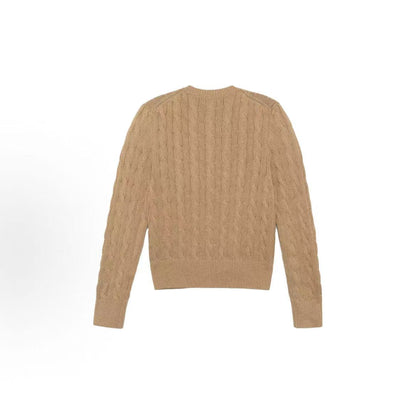 Ralph Lauren Solid Embroidered Plaid Long-Sleeved Knit Shirt - Standard Fit - Women's - Brown