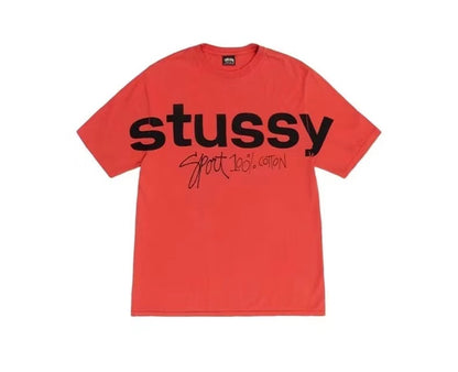 STUSSY HOLLOW LOGO TEE RED